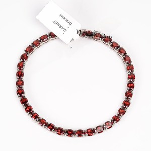 Pulsera de Granate Natural, Pulsera de Tenis, Plata de Ley 925, Joyería de Granate, Pulsera de Enero, Pulsera de Granate con Gema, Regalo - Product Image 6