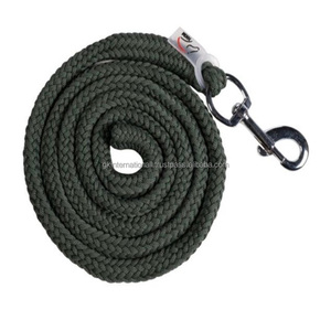 Custom Wholesale Hand Braided Soft Cotton Poly Horse Lead Rope with Nickel Plated Brass <b>Snap</b> <b>Hook</b> - Product Image 3