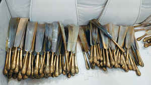 ฮอร์นรองเท้าทองเหลืองโบราณออกแบบได้ตามต้องการมีสไตล์สัตว์ดีไซน์รูปควายงานฝีมือขัดเงา - Product Image 2