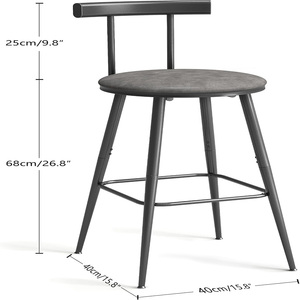 Bar <b>Stools</b>, Set of 2 High Kitchen Barstools, Bar Chairs With Backrest and Footrest, Counter <b>Stools</b> with PU Soft seat Bar Chair - Product Image 5