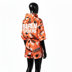 Conjunto de Chaqueta Cortavientos y Pantalones Cortos para Mujer, Tela Ligera de Poliéster Resistente al Viento, Estampado con Logotipo Personalizado, Tallas Grandes - Product Image 5