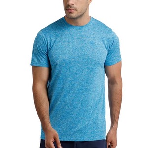 Camiseta de Manga Corta para Hombre, Cuello Redondo, Azul, Corte Regular, Secado Rápido, Tejido de Punto, Poliéster, Color Sólido, Informal - Product Image 1