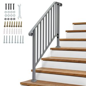 Dispositifs d'assistance pour la navigation sur les escaliers, rampes en fer à 3 marches, argentés, pour l'extérieur - Product Image 5