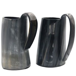 Mug à boire authentique de style médiéval en corne de buffle avec base en bois sécurisée - Product Image 5