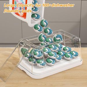 Organisateur de cuisine 2-en-1 : support pour sacs poubelles avec couvercles amovibles, conteneur pour lessive et dosettes lave-vaisselle, distributeur de sacs poubelles - Product Image 3