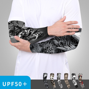 Manchons de cyclisme UPF50+ pour hommes avec motif tatouage, protection anti-UV, écran solaire pour sports de plein air - Product Image 1