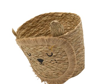 Cesta artesanal de jacinto de agua con forma de león y flecos, cesto decorativo para almacenamiento en el suelo, organizador de juguetes para guardería - Product Image 3