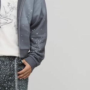 Vente en gros : Sweat à capuche pour homme taille XS, délavé à l'acide, respirant, design zippé, couleur unie, vêtement d'hiver en tissu polaire - Product Image 4
