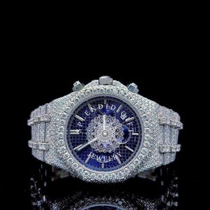 Montre de luxe en diamant Spendidight Jewelry, 28 mm, analogique, quartz, homme, argent/moissanite, fermoir déployant, cristal saphir, mouvement ETA - Product Image 4