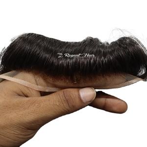 Top vente REGENT EU hommes 100% toupet de cheveux humains attaché à la main Style de vague d'eau naturelle Texture de cheveux raides en stock! - Product Image 2