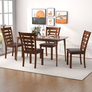 Set di 2 Sedie da Pranzo Moderne in Legno Massello Stile Nordico con Sedili Imbottiti per Caffè, Bar e Ristoranti - Product Image 4
