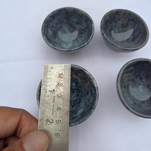 Petit bol rond en larvikite naturelle, pierre précieuse noire polie, cristal pour la méditation, le Reiki, la spiritualité, la décoration de mariage et de la maison, cadeau, vente en gros - Product Image 4