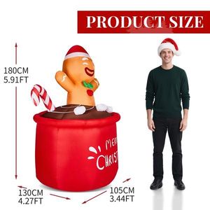 Decorazione Natalizia Gonfiabile Illuminata da 6,5 Piedi, Omino di Pan di Zenzero Divertente per Esterni, Decorazioni Festive da Giardino con Illuminazione Integrata - Product Image 3
