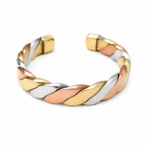 Premium Handmade <b>Copper</b> Brass Aluminium Twisted Open Cuff <b>Bracelet</b> Adjustable Unisex Fashion Jewelry Custom OEM/ODM SMARK - Product Image 1