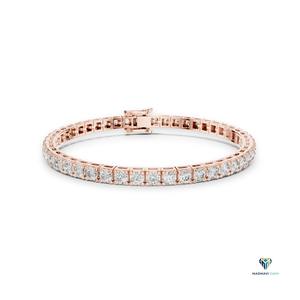 5.17 CT Rose <b>Gold</b> Round Lab Grown Diamond Tennis Bracelet in 18K <b>Solid</b> <b>Gold</b>, 6.4 Inch Collet Set Classic Bracelet - Product Image 1