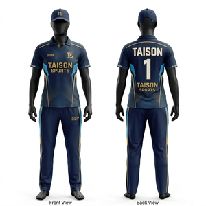 ชุดเสื้อและกางเกงคริกเก็ตหญิง ผ้าโพลีเอสเตอร์อินเตอร์ล็อค 185 GSM สีเขียวทอง ลายแผง ดีไซน์พิมพ์ลายโลโก้แบบ Sublimation - Product Image 5