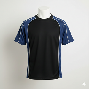 Men 100% Cotton American Sleeve With Panel Solid Custom Logo Silk Screen Printed Quick Dry Breathable 220g <b>Blank</b> T-Shirt OEM - Product Image 1