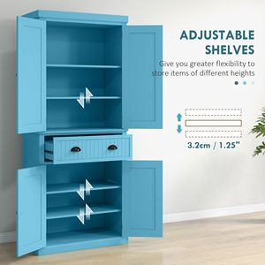 Armadio Dispensa da Cucina Blu Scuro a 4 Ante con 3 Ripiani Regolabili (183 cm) - Product Image 5