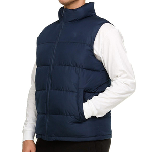 GENERSA SPORTS Men's Winter Stand Collar Puffer <b>Vest</b> Solid <b>Brown</b> Zipper Closure Windproof Casual Outer Wear Eco-friendly - Product Image 2