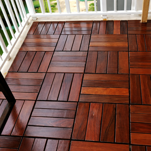 Baldosas de terraza entrelazadas de WPC marrón premium |   Tarima Exterior Compuesta Resistente a la Intemperie para Balcón, Patio y Terraza - Product Image 1