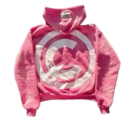 Hoodie Pria Custom Logo Ramah Lingkungan, Cetak Flock Acid Wash Oversized Street 100% Katun Mewah, Kerah Zip-Up, Saku, MOQ Rendah