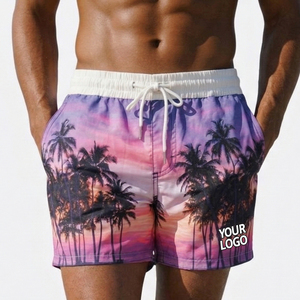 Shorts de bain mi-longs pour hommes grande taille, personnalisables avec logo, en maille respirante, légers, séchage rapide, 100% polyester de haute qualité, pour l'été - Product Image 6