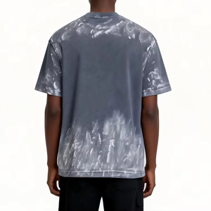Camiseta de algodón de manga corta para hombre, corte regular, cuello redondo, estampado digital, logotipo frontal, lavado ácido, efecto desgastado - Product Image 6