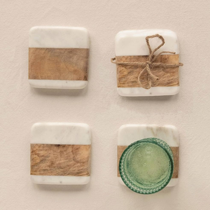 Posavasos de Mármol Natural Ecológicos, Diseño Moderno, Duraderos y Lavables, Juego de Posavasos para Protección de Mesa - Product Image 1