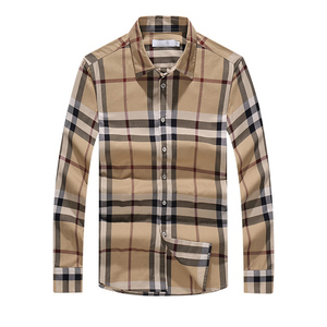 Chemise à carreaux à manches longues pour homme, coupe classique, décontractée, motif tissé, beige, noir, rouge, gris - Product Image 1