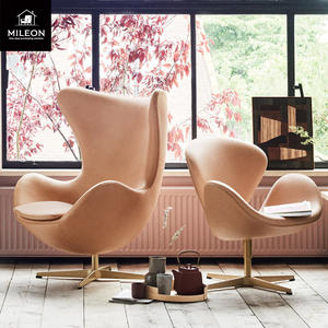 Nordic Single Sofa Chair Leather Fabric Rotating Lift Hotel Restaurant Negotiation Computer Leisure <strong>Armchair</strong> Metal Flannel Chair - Product Image 5