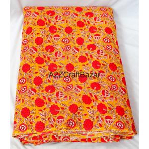 Tissu en coton 100% imprimé à la main avec des motifs floraux indiens, pour filles et femmes, séchage rapide, respirant, écologique, léger, vêtements d'été - Product Image 3