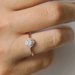 Floral 1.00CT Round Cut Diamond Cluster Wedding <b>Ring</b> 14K Yellow Gold Classic Design for Women's Party Gift For Lovers - Product Image 4