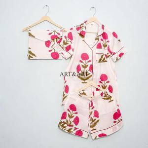 ชุดนอนผ้าฝ้ายหรูหราสำหรับผู้หญิง สไตล์โรแมนติก ใส่ได้ทุกฤดูใบไม้ผลิ ฤดูร้อน ฤดูใบไม้ร่วง ระบายอากาศได้ดี แห้งเร็ว เบาสบาย คอวี แขนสั้น เอวสูง - Product Image 3