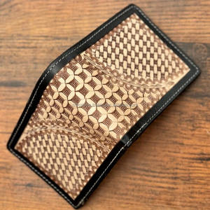 กระเป๋าสตางค์หนังแท้สำหรับผู้ชายแฟชั่นใหม่มีซิปยาวลายตะวันตกที่ใส่บัตรหนังแท้ - Product Image 3