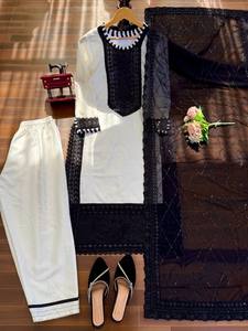 ชุดคุर्ติผ้าเครปเนื้อหนักปักลายสำหรับผู้หญิง ดีไซน์ใหม่ ยืดหยุ่นได้ ไม่ยับง่าย เหมาะสำหรับงานปาร์ตี้ - Product Image 6