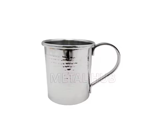 Vaso redondo de acero inoxidable de primera calidad, diseño martillado con acabado pulido de espejo, vasos duraderos para servir y usar en el bar - Product Image 2