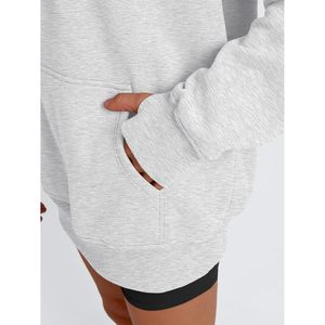 À la mode 2025 automne/hiver mode reine femmes surdimensionné quart Zip pull sweat avec capuche manches longues et trous pour les pouces - Product Image 5