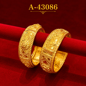 กำไลข้อมือชุบทอง 24K สำหรับผู้หญิง ลายดอกไม้ สไตล์ชาติพันธุ์คลาสสิก A-43086 - Product Image 1