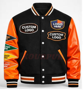 Chaqueta Universitaria Personalizada OEM ODM Estilo Béisbol con Cuerpo de Lana y Mangas de Cuero, Personalizable con Parche de Chenilla Bordado - Product Image 3