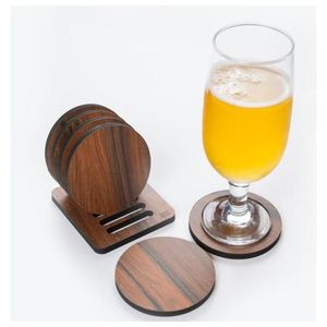 Natural Wood <b>Drink</b> Coaster Set, Handmade Table Coasters for Coffee Cups, Tea Mugs, Glasses and Home Décor - Product Image 1