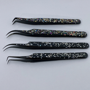 Pinzas de Precisión para Pestañas de Acero Inoxidable, Mango Negro, Punta Suave, Herramienta Profesional para Extensión de Pestañas y Diseño de Cejas, Antiadherente - Product Image 3