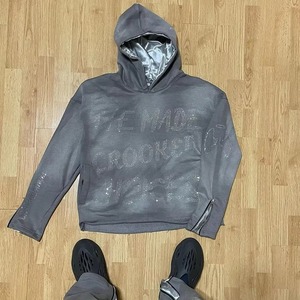 Sweat-shirt à capuche noir pour homme, coupe ample, design ailes d'ange en strass, manches classiques, coton tricoté, vêtement décontracté d'automne - Product Image 3