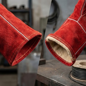 Gants de soudage en cuir de vachette rouge de haute qualité, équipement de protection individuelle, résistants au feu, pour soudeurs MIG/TIG - Product Image 6
