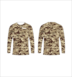 T-shirt à manches longues personnalisé motif camouflage pixelisé Terre, anti-humidité, haute performance, pour entraînement sportif, haut de fitness durable - Product Image 1