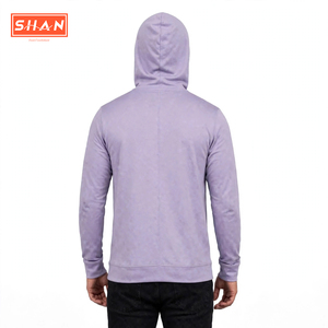 Sweat-shirt à capuche pour homme SHAN, couleur unie violet clair, manches longues, idéal pour la pêche - Product Image 2