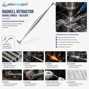 เครื่องมือผ่าตัดแบบปลายคู่ KLEINERT RAGNELL ขนาด 6 นิ้ว 15.2 ซม. ทำจากสแตนเลสสตีล ยี่ห้อ Zetomed Pro สำหรับการผ่าตัดกระดูกและข้อ - Product Image 2