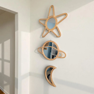 Espejo de Pared Decorativo Colgante con Forma de Planeta, Hecho a Mano en Vietnam con Ratán Natural, Precio de Fábrica - Product Image 3