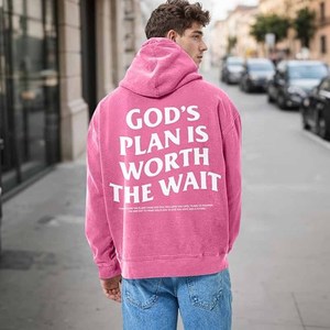 Sudadera con Capucha de Gran Tamaño con Parche de Chenilla con Letras Griegas, Diseño 'El Plan de Dios Vale la Pena', Personalizada para Hermandades, Fraternidades y Universidades - Product Image 6