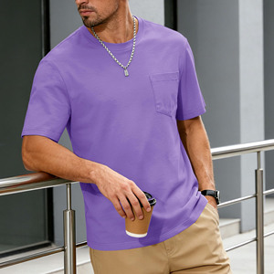 T-shirts pour hommes de qualité supérieure, 180 grammes, 100% coton, coupe ample, motif uni, style décontracté, tricot uni, respirant. - Product Image 3
