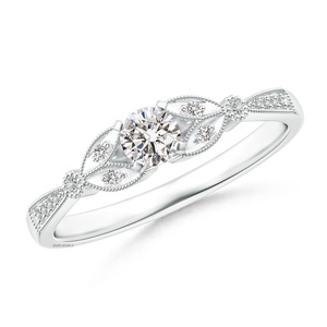 Bague de fiançailles minimaliste en diamant cultivé en laboratoire certifié IGI, taille ronde, plaqué rhodium, or 10K/14K/18K, argent 925/935, pour mariage - Product Image 2